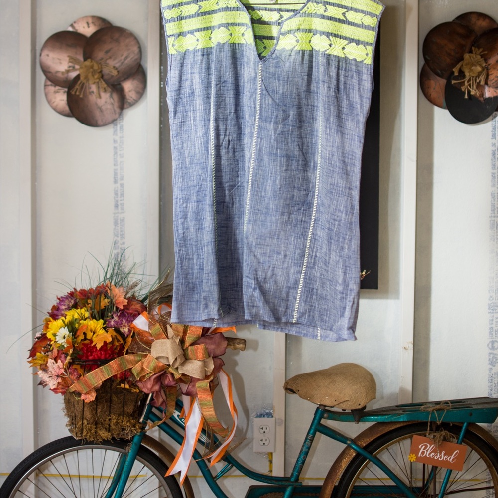 J. Crew Coverup Embroidered Dolman Tunic Chambray